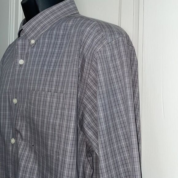 Eddie Bauer gray, white & black check cotton long sleeve shirt - Picture 5 of 10